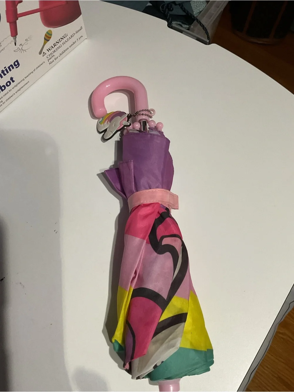 Kids Unicorn Rain Umbrella - Pink, Teal & Yellow